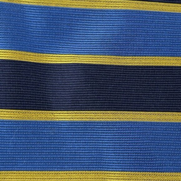 Brooks Brothers Blue Yellow Striped Textured Silk Neck Tie Made In USA - Picture 4 of 5
